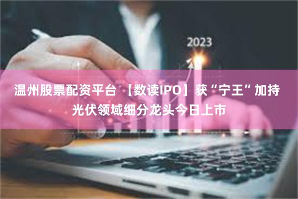 温州股票配资平台 【数读IPO】获“宁王”加持 光伏领域细分龙头今日上市