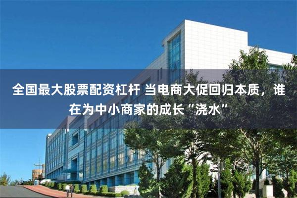 全国最大股票配资杠杆 当电商大促回归本质，谁在为中小商家的成长“浇水”
