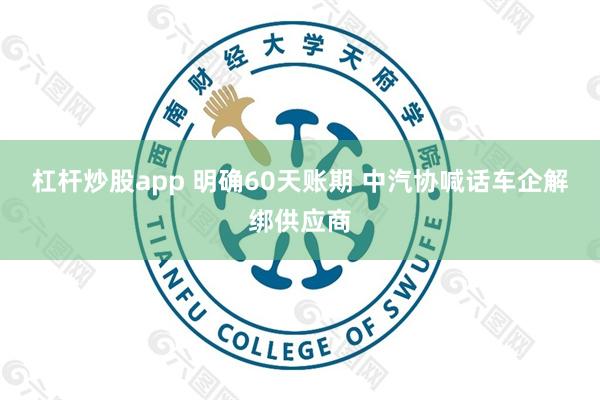 杠杆炒股app 明确60天账期 中汽协喊话车企解绑供应商