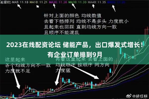 2023在线配资论坛 储能产品，出口爆发式增长！有企业订单排到9月
