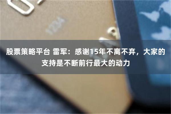 股票策略平台 雷军：感谢15年不离不弃，大家的支持是不断前行最大的动力