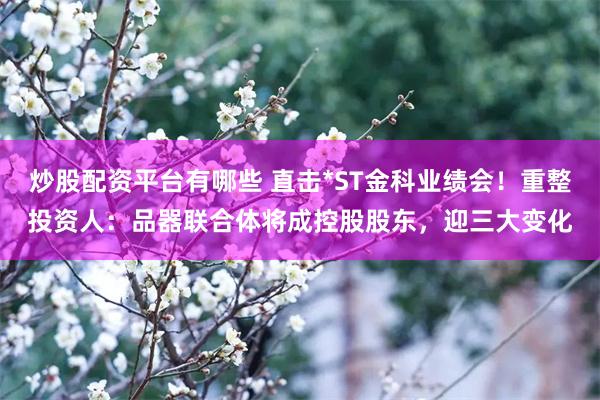 炒股配资平台有哪些 直击*ST金科业绩会！重整投资人：品器联合体将成控股股东，迎三大变化