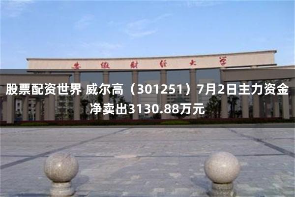 股票配资世界 威尔高（301251）7月2日主力资金净卖出3130.88万元
