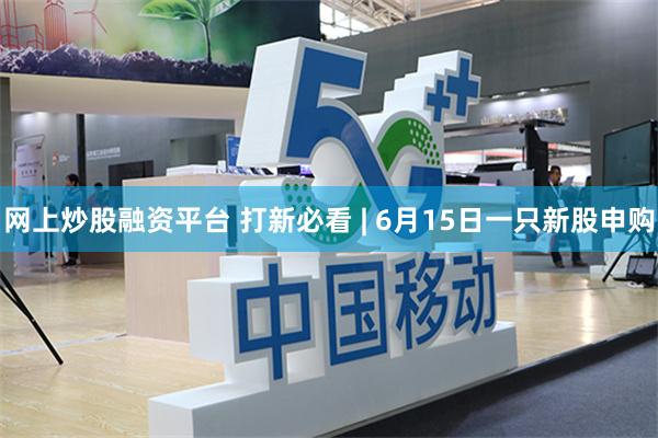 网上炒股融资平台 打新必看 | 6月15日一只新股申购