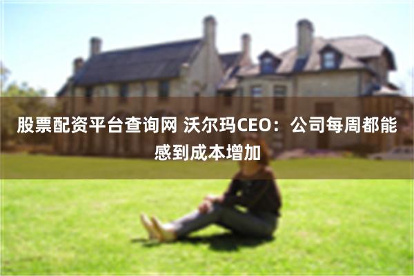 股票配资平台查询网 沃尔玛CEO：公司每周都能感到成本增加