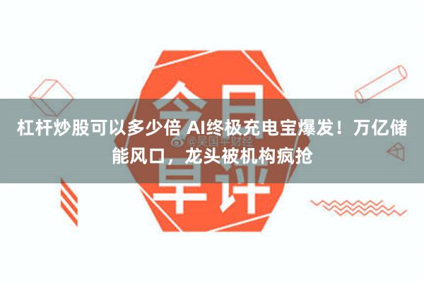 杠杆炒股可以多少倍 AI终极充电宝爆发！万亿储能风口，龙头被机构疯抢